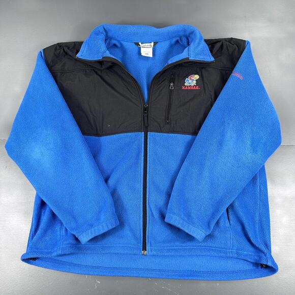 Columbia Other - Columbia X Kansas Jayhawks Jacket Mens 2XL Blue Black Fleece Full Zip Y2K Sporty